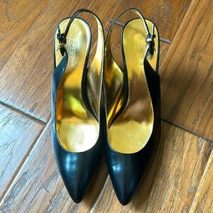 Coach patent leather slingback pumps